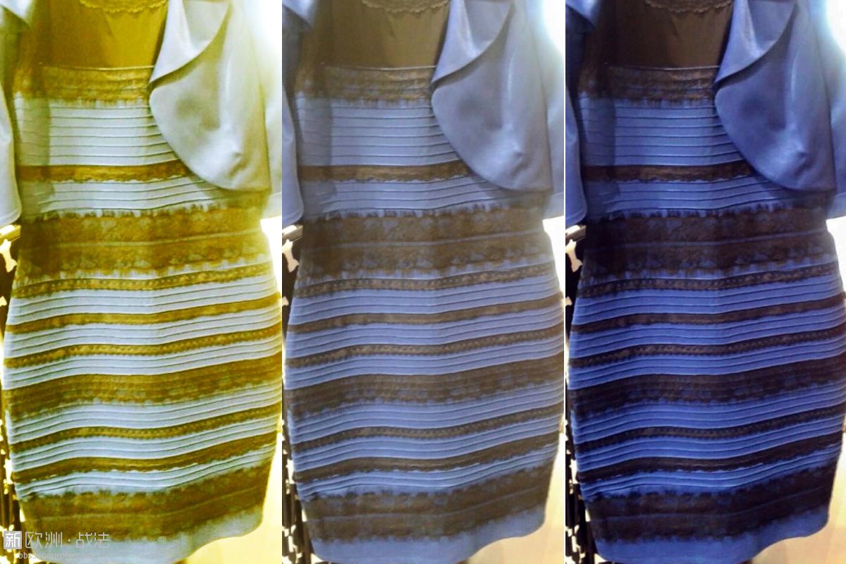 我就站在你面前跟你看同一条裙子,我看到的是蓝黑,而你看到的是白金