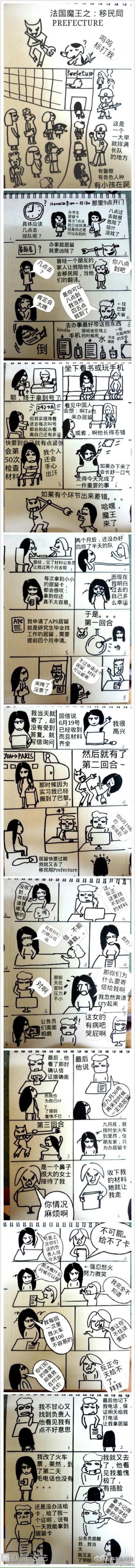 #漫画#留学法国的@涂一灵啊去哪里 的漫画作品，Prefecture移民局的遭遇。很多人应该感.jpg