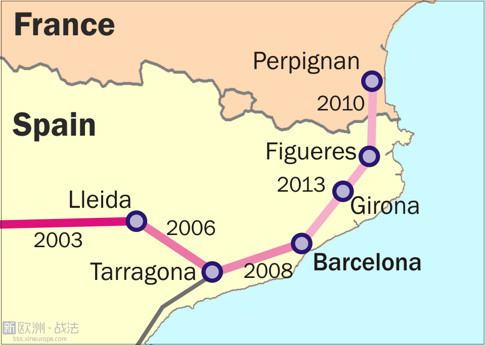 巴黎至巴塞罗那首列高铁12月发车