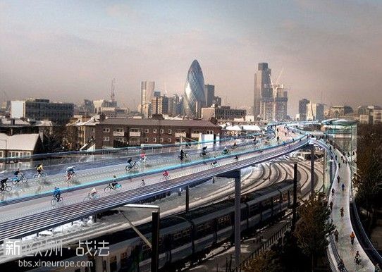 英国拟设天空行车 铁路上空建骑行高速路