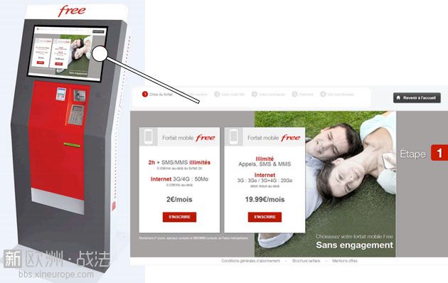法国电讯商的自动贩卖机将卖附电讯合约的 SIM 卡
