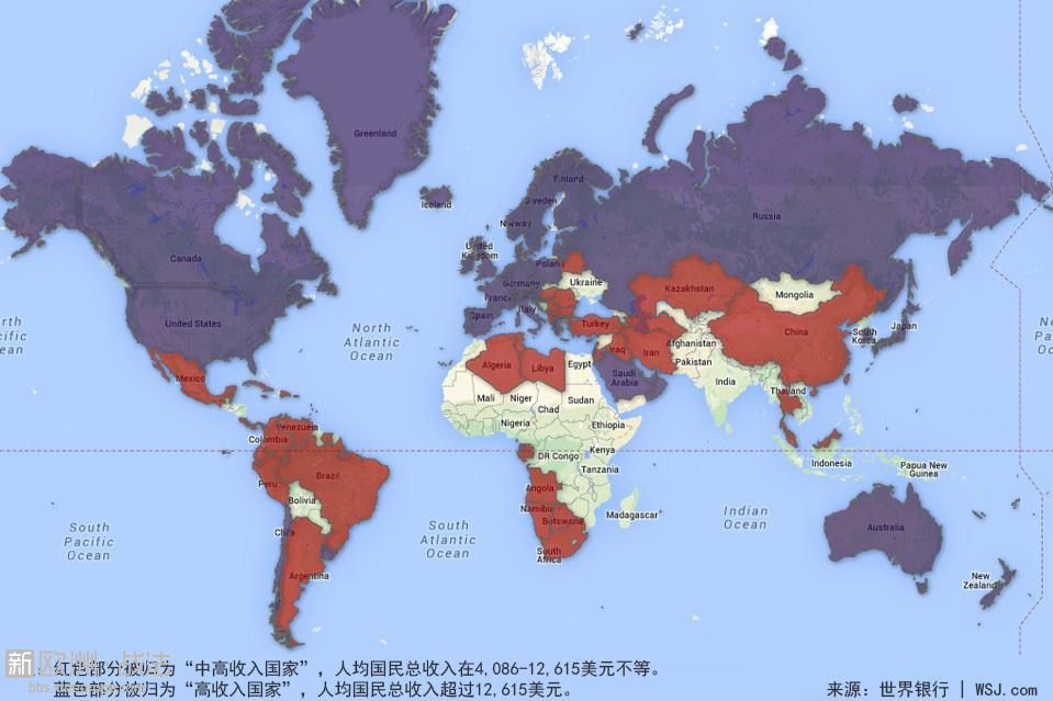 中国究竟有多富？最新世界各国收入地图