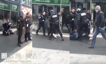 法国警察暴力执法，挥舞警棍殴打游行学生（多图）