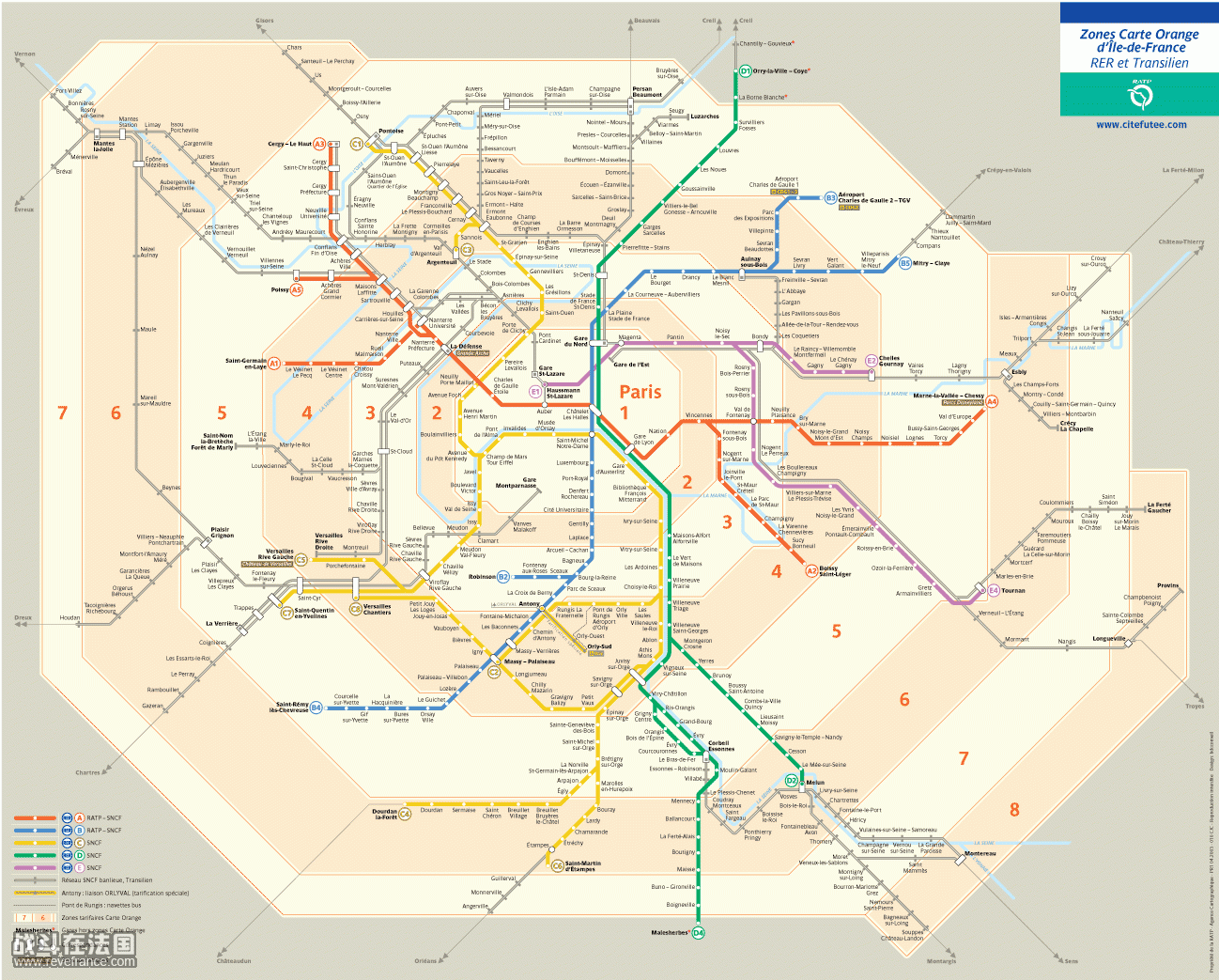 郊区交通图（也是RER）