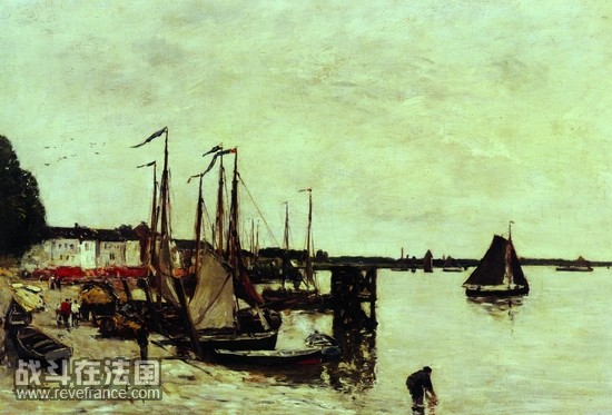 安特卫普的港口(油画1871年)尤金·布丁.jpg