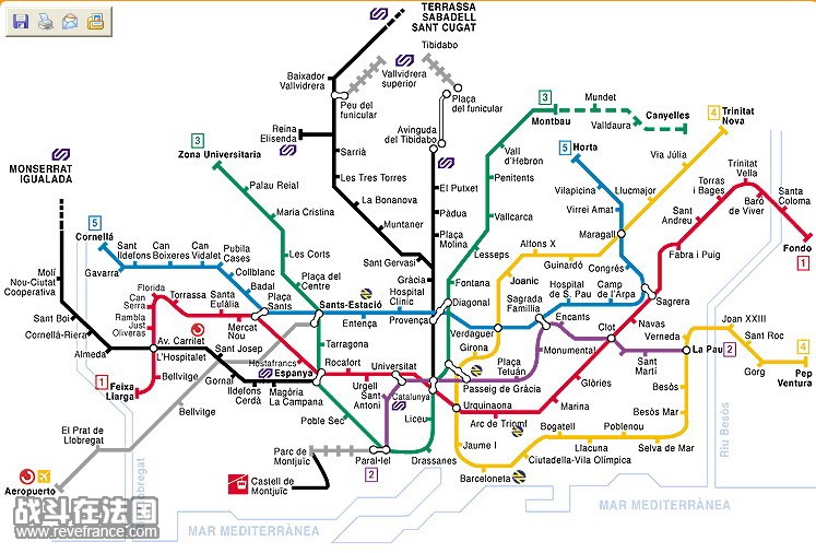 巴塞罗那城市地铁图