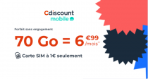 🔥Cdiscount mobile 超划算套餐限时回归！6.99欧享70G流量! 小成本大流量！SIM卡只要1€！